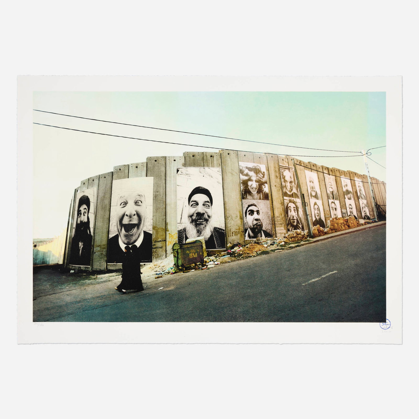 JR and Marco, 28 Millimetres, Face 2 Face, Separation Wall, Security Fence, Palestinian Side: JR and Marco 28 Millimetres, Face 2 Face, Separation Wall, Security Fence, Palestinian Side, Bethlehem, 2007 2021 lithograph in colors on BFK Rives image: 23.75 h x 36.25 w in (60 x 92 cm) sheet:
