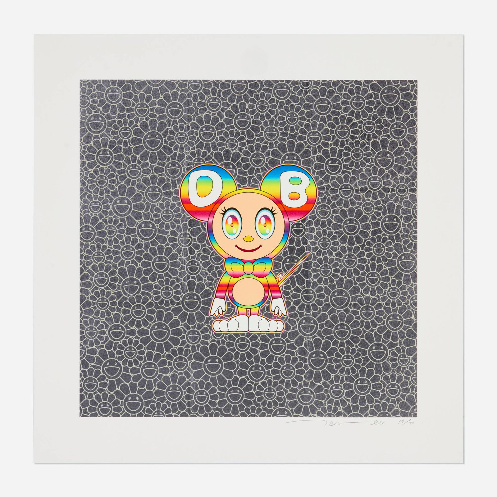 Takashi Murakami, DOB (Rainbow): Takashi Murakami DOB (Rainbow) 2020 screenprint in colors image: 14.5 h x 14.5 w in (37 x 37 cm) sheet: 18.5 h x 18.5 w in (47 x 47 cm) Signed, dated, and numbered to lower right 'Takashi