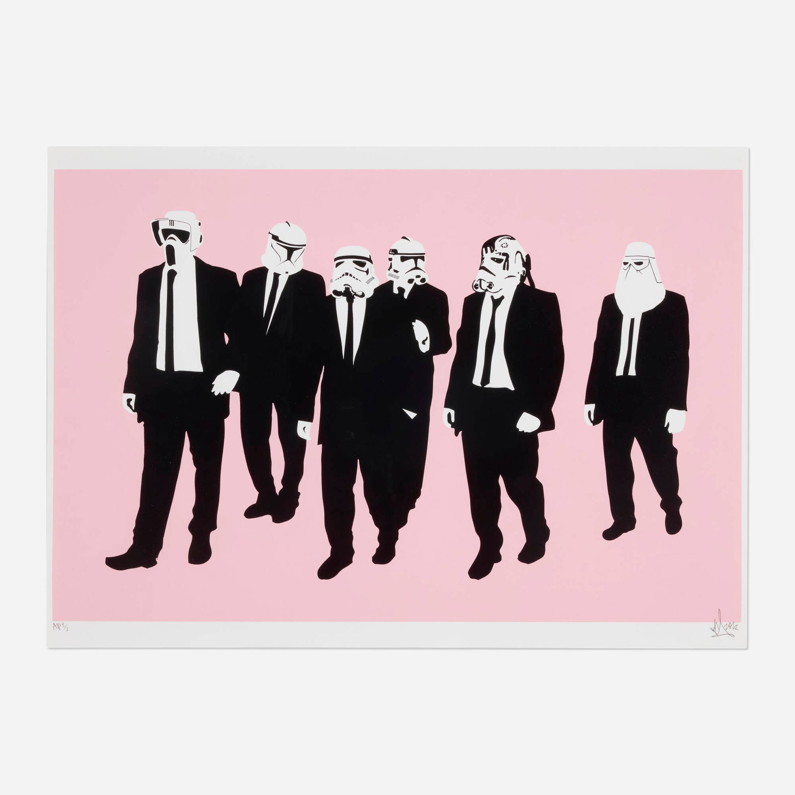 RYCA (Ryan Callanan), Reservoir Troopers (Pink): RYCA (Ryan Callanan) Reservoir Troopers (Pink) 2012 screenprint in colors on Somerset image: 17.75 h x 26.75 w in (45 x 68 cm) sheet: 19.75 h x 29 w in (50 x 74 cm) Signed, dated, and numbered to