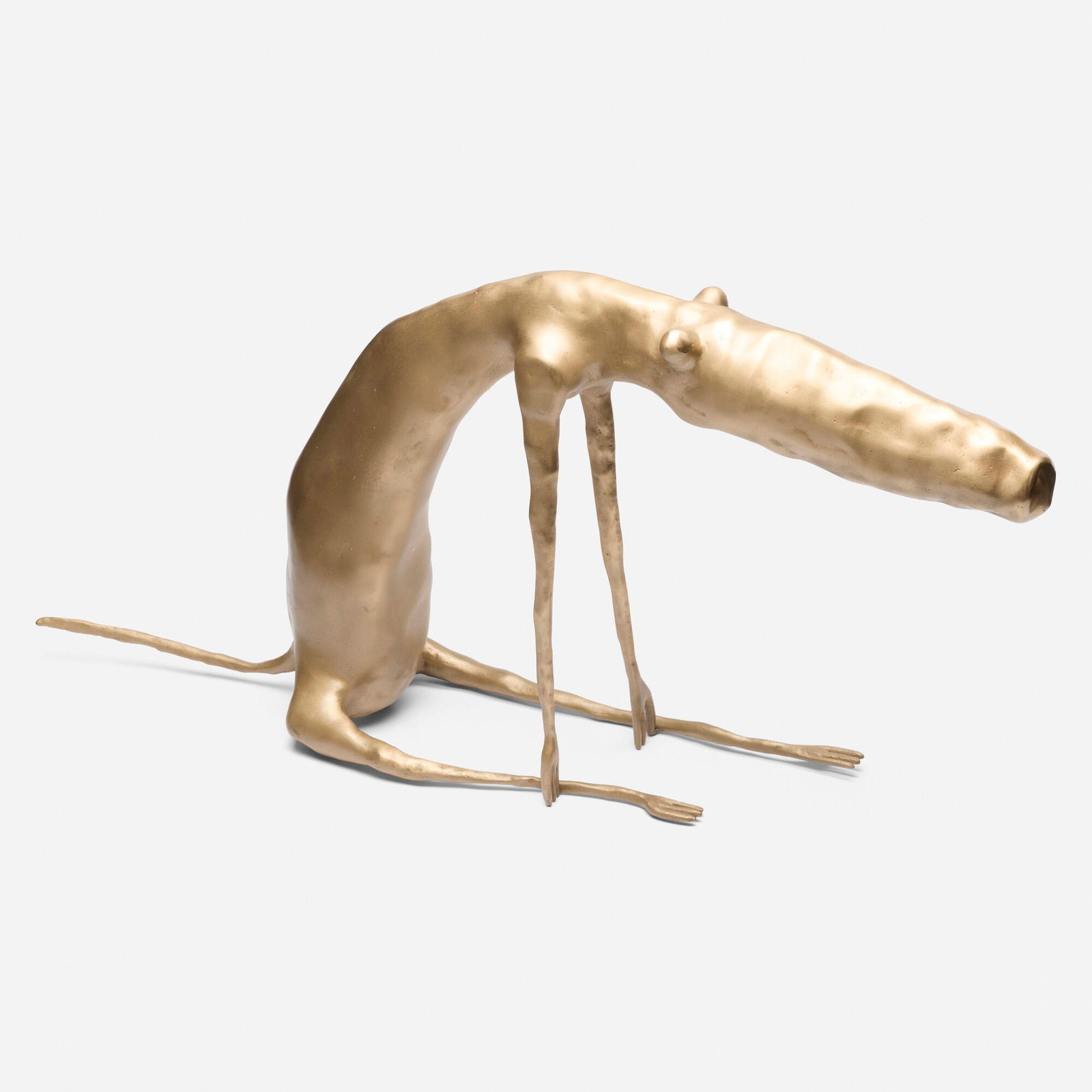 Rafa Macarron, Indi: Rafa Macarron Indi 2022 brushed bronze 16.5 h x 34 w x 7.25 d in (42 x 86 x 18 cm) Impressed signature and number to underside 'RM 22/30'. This work is number 22 from the edition of 30