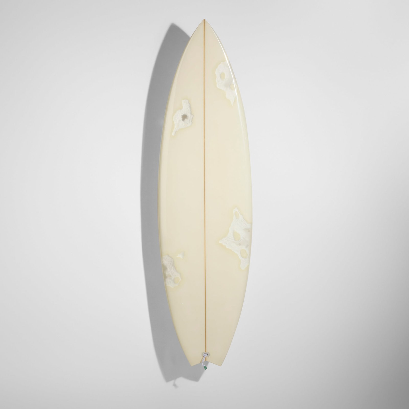Daniel Arsham, Eroded Surfboard: Daniel Arsham Eroded Surfboard 2021 resin, fiberglass, quartz crystals and selenite surfboard 68 h x 18.625 w in (173 x 47 cm) Branded signature to verso and to each fin 'Arsham Studio