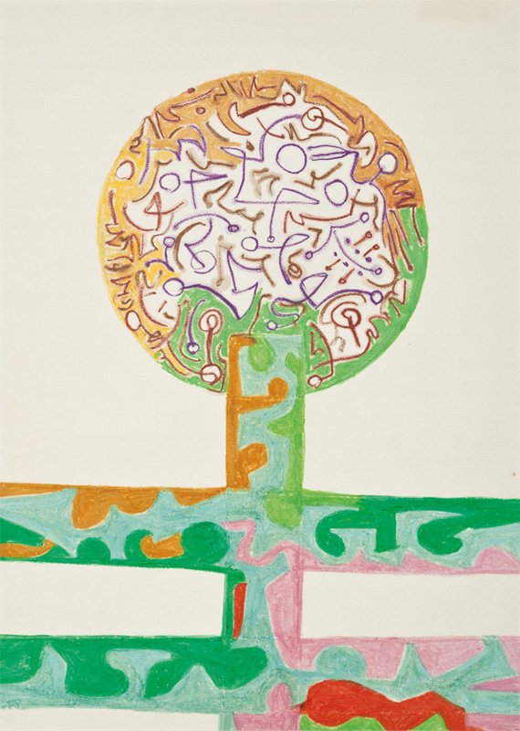 Pedro Coronel, Untitled: Pedro Coronel Untitled 1969 Oil pastel on Fabriano paper Signed, dated, and inscribed verso "#453 Pedro Coronel. Roma. 69" verso Sheet: 27.5" x 19.5"; Frame: 34.25" x 24" Provenance: Private Collectio