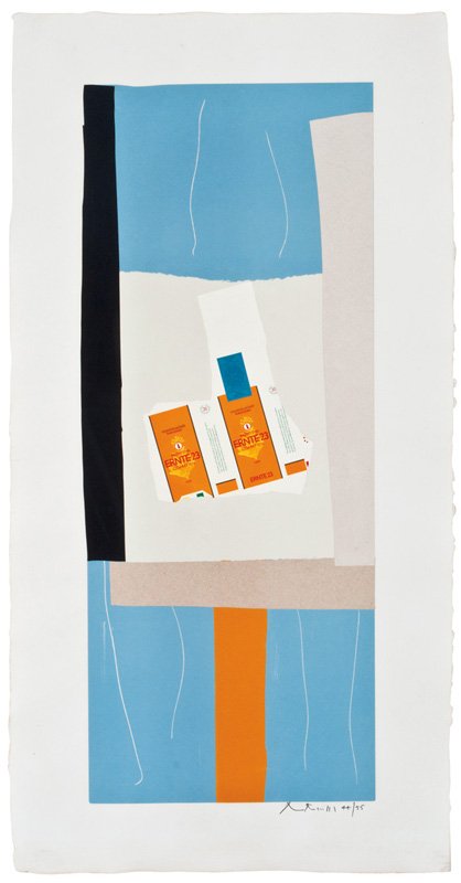 Robert Motherwell, Harvest, with Orange Stripe: Robert Motherwell Harvest, with Orange Stripe 1973 8-color lithograph and paper collage on Georges Duchene, Moulin de Larroque Hawthorne paper #44 of 55 Published and printed by Gemini G.E.L., Los Ang