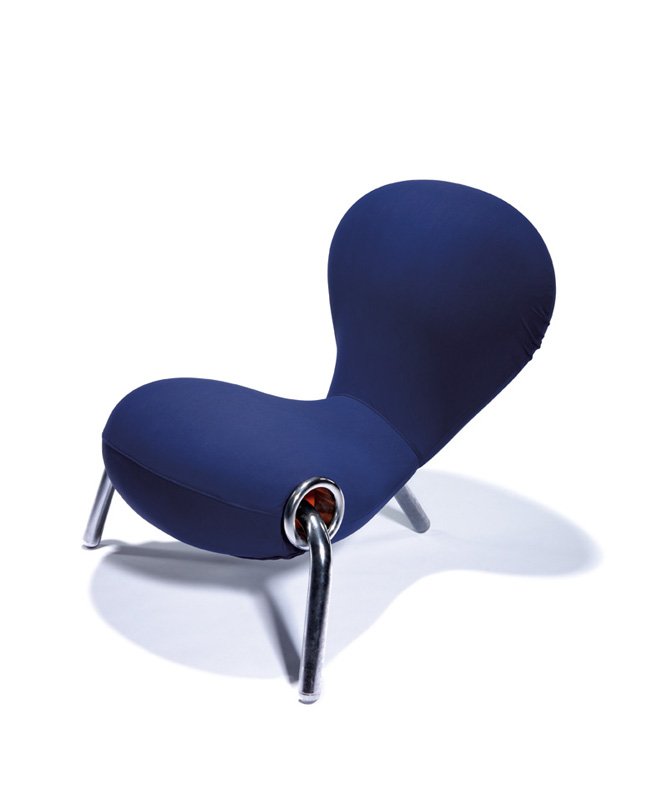 Marc Newson, Embryo chair: Marc Newson Embryo chair Designed 1988 Tubuar steel, polyurethane foam, neoprene upholstery Cappellini Retains manufacturer's label 31.5" x 33.5" x 17.75" Literature: Rawsthorn, Alice. Marc Newson. Lo