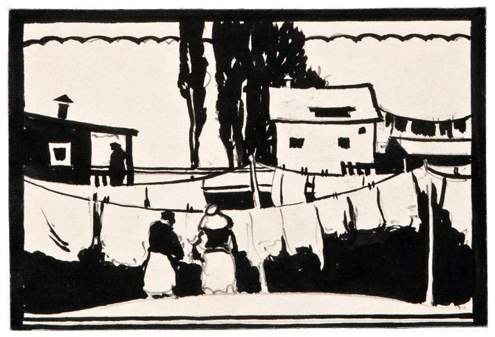 Millard Sheets, Various sketches and prints (14): Millard Sheets Various sketches and prints (14) A: Offset color lithograph on paper; B: Lithograph on paper taped to illustration board; C: Pencil on illustration board; D: Black ink and pencil on pap