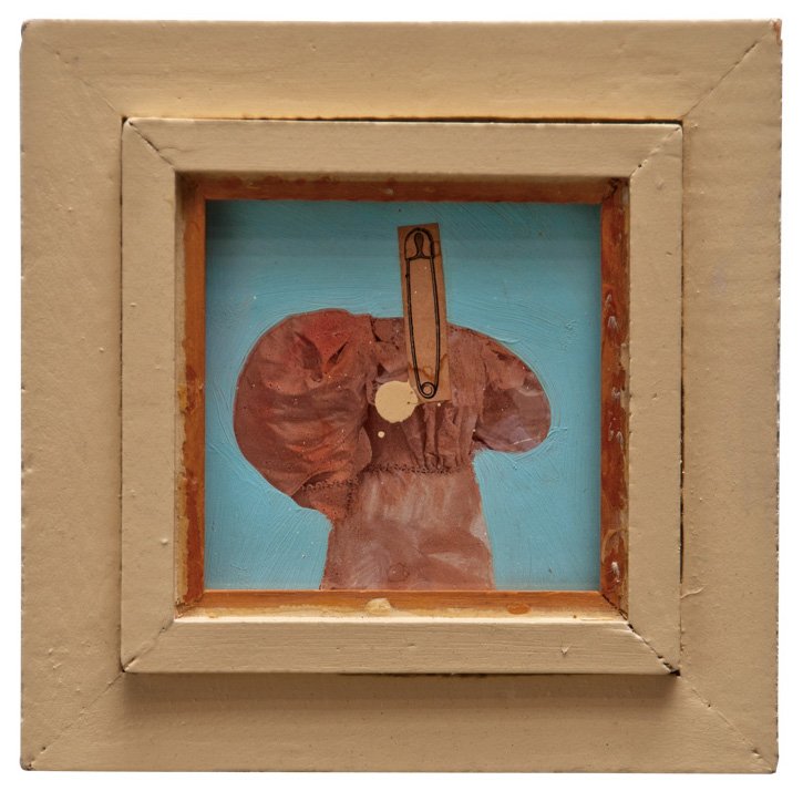 Llyn Foulkes, Barbara: Llyn Foulkes Barbara 1974 Oil and collage on photograph in artist's frame Retains facsimile of David Stuart Galleries label verso Image (vis.): 3.5" x 3.625"; Frame: 7" x 7" Provenance: David Stuart G