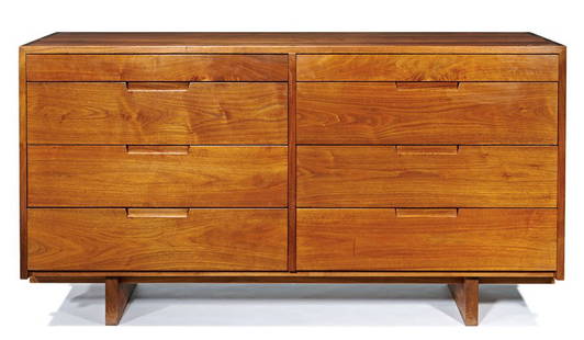 George Nakashima, Dresser: George Nakashima Dresser Executed 1963 American black walnut Studio Marked "Bennett #2025" 31.75" x 60" x 19.75" Provenance: Property from the Edmund J. Bennett Collection (acquired directly from