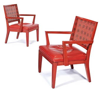 William "Billy" Haines, designer, Lounge chairs (2): William "Billy" Haines, designer Lounge chairs (2) Custom designed for the 1015 North Beverly Drive residence; these examples commissioned 1960 Each: 31.25" x 24" x 23" Provenance: Rita Roedling,