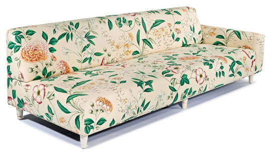 William "Billy" Haines, designer, Sofa with arm: William "Billy" Haines, designer Sofa with arm Custom designed for the 1015 North Beverly Drive residence; this example commissioned 1960 29" x 96" x 36" Provenance: Rita Roedling, Beverly Hills;