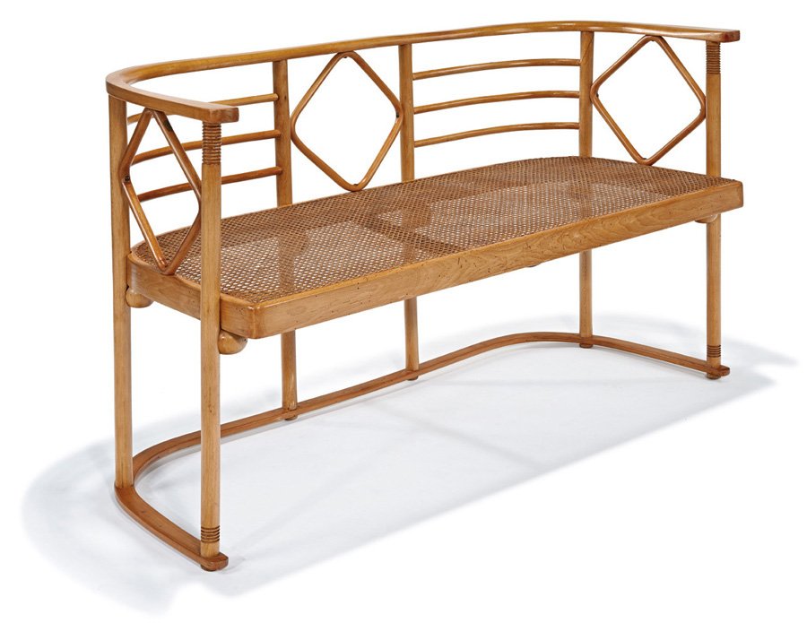 Josef Hoffmann, Fledermaus chairs and settee (3): Josef Hoffmann Fledermaus chairs and settee (3) Designed 1916 Model no. 728 J. & J. Kohn Settee: 30" x 47" x 22"; Chairs each: 30" x 23" x 22" Literature: Fiell, Charlotte & Peter. 1000 Chairs. Co