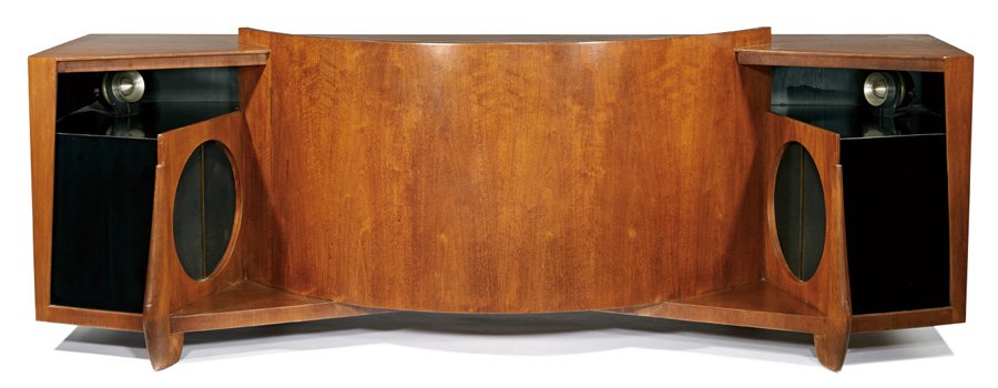 Arnold Wolf, Ranger Paragon stereophonic reproducer: Arnold Wolf Ranger Paragon stereophonic reproducer Designed 1957 JBL 25.5" x 83.5" x 26" Together with original speaker components comprised of two "JBL 075 Ring Radiators", two "JBL D130 extended ran