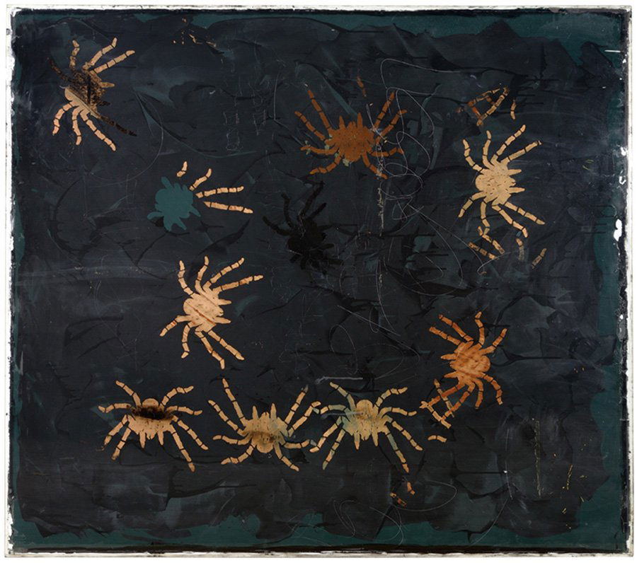 Ed Moses, Tarantula Windows (3): Ed Moses Tarantula Windows (3) 1983 Painted glass Each: 74.25" x 76.25" Provenance: Rebecca's Restaurant, Venice, California; Private Collection, Los Angeles, California (acquired directly from the ab