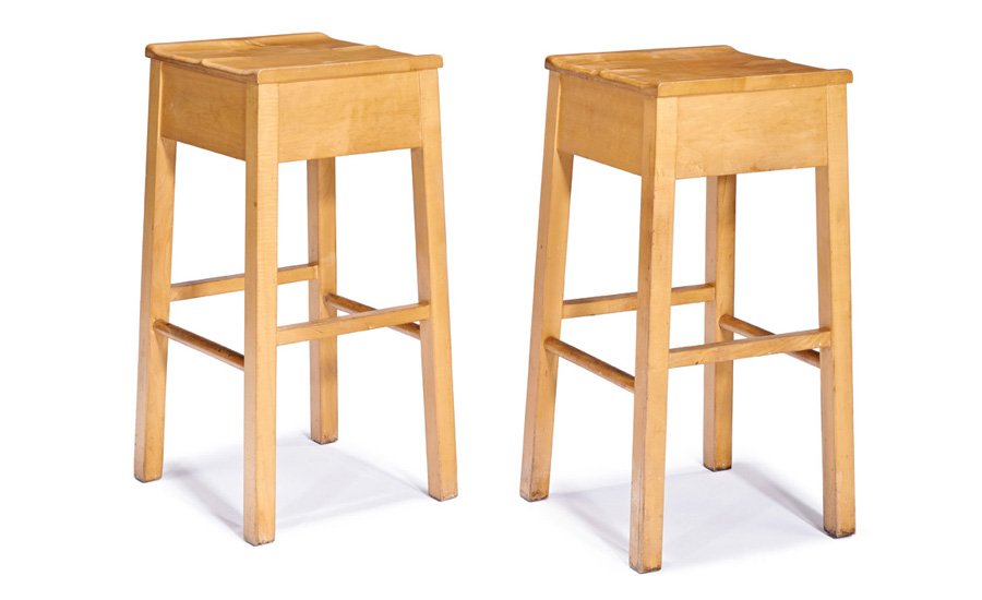 Roy McMakin, Barstools (2): Roy McMakin Barstools (2) Designed 1986 Domestic Furniture Co. Each: 30" x 14" x 14" Artist and designer Roy McMakin (b. 1956) dissolves the border between art and utilitarian object in his cu