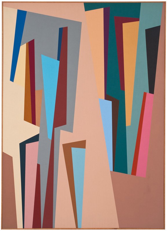 Karl Benjamin, #7: Karl Benjamin #7 1986 Oil on canvas Signed, titled, and dated on canvas stretcher verso Canvas: 63" x 45"; Frame: 63.75" x 45.75" Provenance: James Strombotne, California (acquired directly from the a