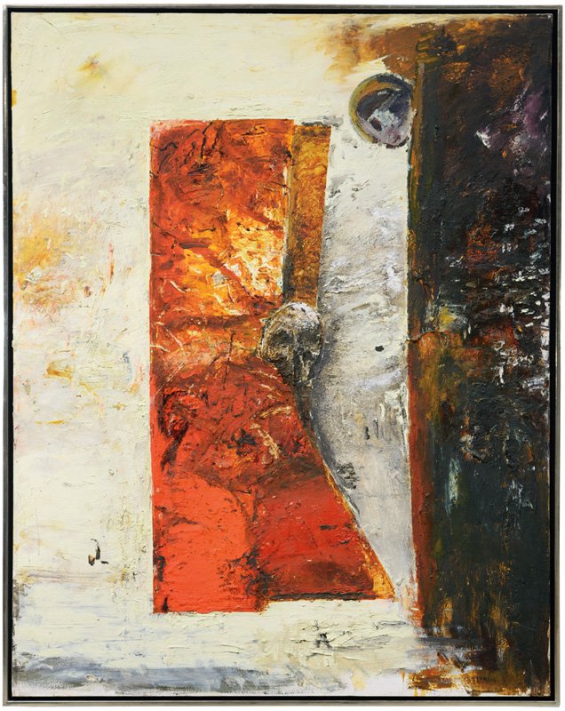 John Walker, The Red Center: John Walker The Red Center 1984 Oil and wax on canvas Signed, titled, and dated verso Canvas: 84" x 67"; Frame: 87" x 69" Provenance: Property from a Santa Barbara Collection Estimate: $10000 - $15000