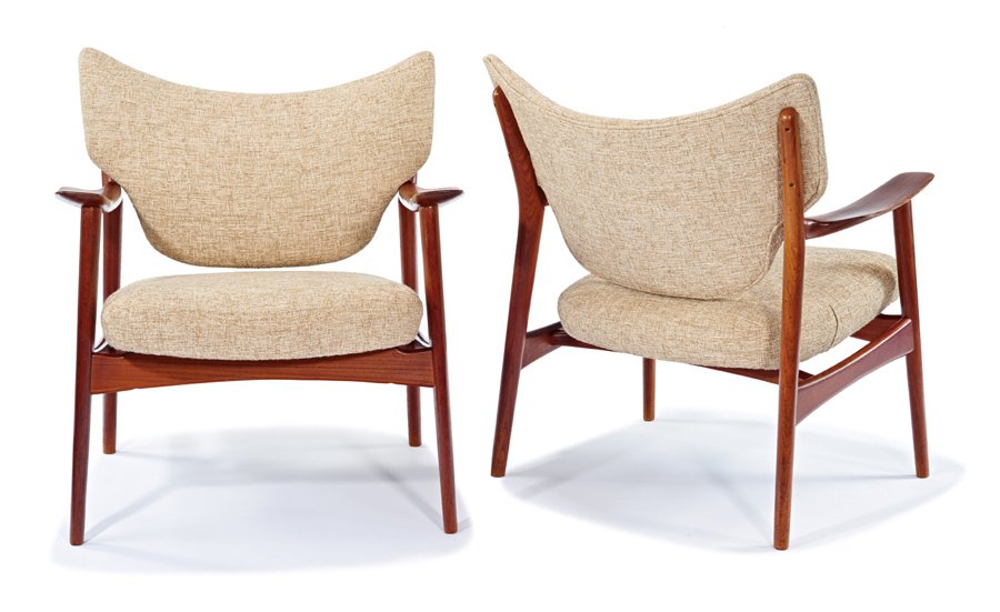 Peter Wessel, attributed, Armchairs (2): Peter Wessel, attributed Armchairs (2) Designed c. 1955 Wessel, Norway Each: 31.5" x 28.75" x 26" Estimate: $1500 - $2000