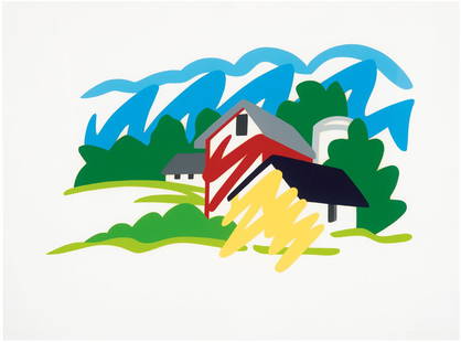 Tom Wesselmann, House and Barn in Distance: Tom Wesselmann House and Barn in Distance 1991 Color screenprint on Arches 88 paper #87 of 100 Published by International Images, Putney; printed by Screened Images, Port Washington Publisher and prin