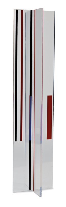 Ilya Bolotowsky, Column (from II): Ilya Bolotowsky Column (from II) c. 1970 Screenprint on Plexiglas interlocking panels #27 of 125 Printed by Chiron Screenprint Company, New York Signed with edition at base 30" x 5" diameter Estimate: