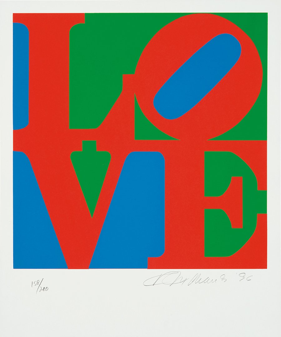 Robert Indiana, Love and Love Poem (2): Robert Indiana Love and Love Poem (2) 1996 Color screenprint on Coventry Archival Rag paper; mixed-media debossment and color screenprint on Coventry Rag paper #158 of 250 Each signed with edition in