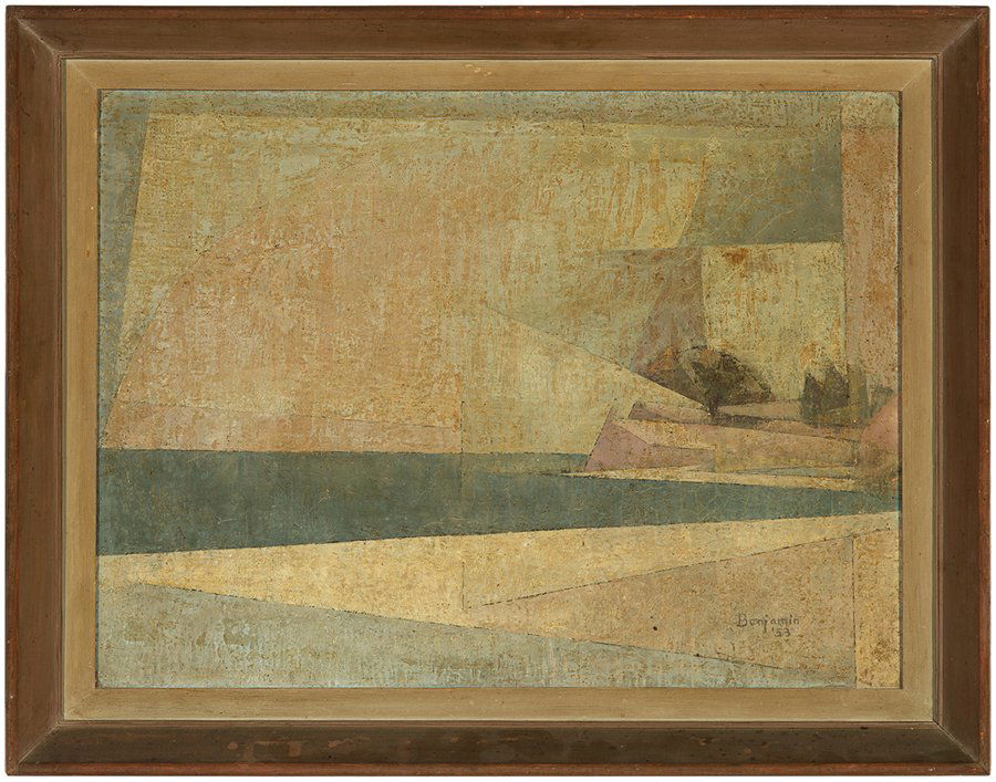 Karl Benjamin, Seascape North of Santa Barbara II: Karl Benjamin Seascape North of Santa Barbara II 1953 Oil on canvas Signed and dated lower right; title inscribed in graphite on wooden canvas stretcher verso; retains The Pasadena Art Institute label