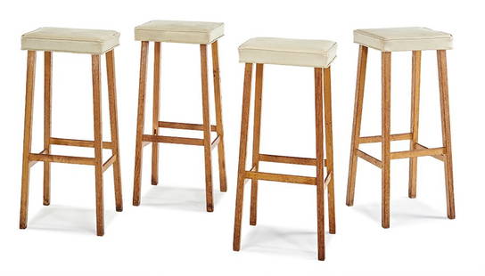 William "Billy" Haines, designer, Barstools (4): William "Billy" Haines designer Barstools (4) Executed c. 1942 Custom Each: 32" x 13" x 11" Provenance: David May II and Ann Rutherford, Beverly Hills, California; Ann Rutherford Dozier Trust, Beverly