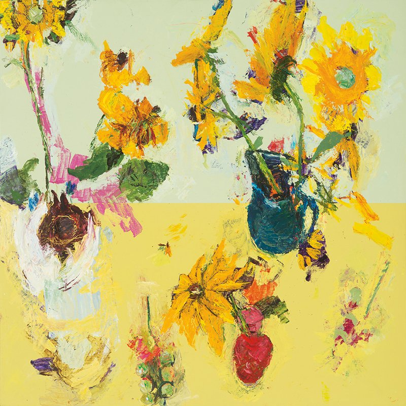 Manny Farber, Prarie Sun: Manny Farber Prarie Sun 2003 Oil on board Signed and dated with title in red marker verso; retains Quint Gallery label verso Board: 30" x 30" Fine Art Exhibited: "Manny Farber: New Small Paintings," Q