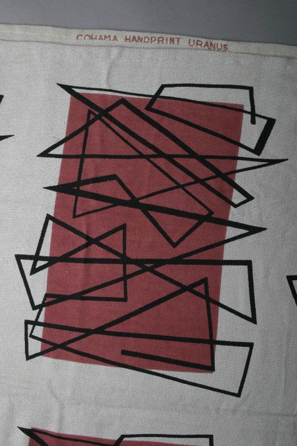 Angelo Testa Uranus Cohama textile Modern: "Uranus" Cohama handprint textile Signed in selvedge 46"w x 84"l