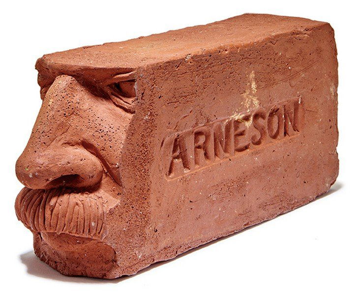 Robert Arneson, Face Brick: Robert Arneson Face Brick 1972 Unglazed stoneware Impressed "ARNESON" to one side 4.25" x 2.75" x 10" Estimate: $8,000 - $12,000