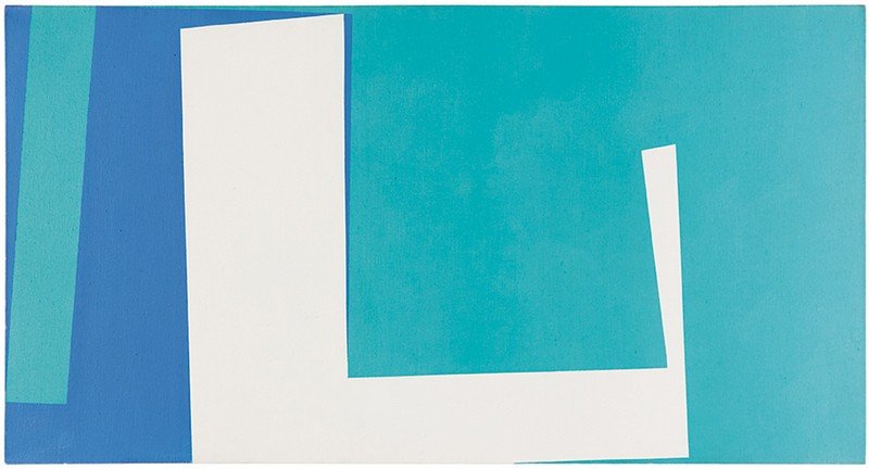 June Harwood, Untitled (from Sliver Series): June Harwood Untitled (from Sliver Series) 1963 Acrylic on canvas Signed, titled, and dated verso Canvas: 31" x 59" Estimate: $10,000 - $20,000