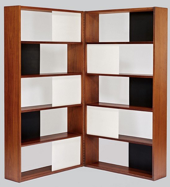 Evans Clark, Room Divider: Evans Clark Room Divider Designed c. 1949 Glenn of California Closed: 60" x 32" x 16"; Open: 60" x 64" x 8" Literature: Glenn of California. Furniture cat. c. 1949. N. pag. Estimate: $3,000 - $5,00