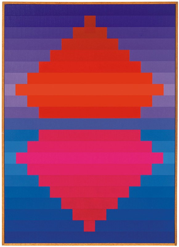 Karl Benjamin, S #5: Karl Benjamin S #5 1983 Oil on canvas Signed and dated with title in black felt-tip marker canvas stretcher verso Canvas: 31.25" x 22.5"; Frame: 32" x 23" Provenance: Private Collection, Claremont, Ca