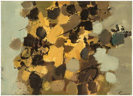 Sueo Serisawa, #372: Sueo Serisawa #372 1960 Oil on board Signed lower right; signed, titled, and dated verso Board: 25" x 35"; Frame: 30.25" x 40.5" Estimate: $2000 - $3000