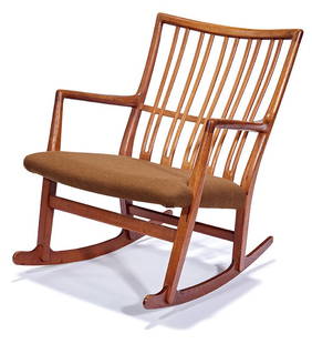 Hans Wegner, Rocking chair: Hans Wegner Rocking chair Designed c. 1940s Model no. ML-33 A. Mikael Laursen 31" x 27" x 24.25" Literature: Hans J. Wegner's 100 Chairs. N. Oda. 2002. 18.