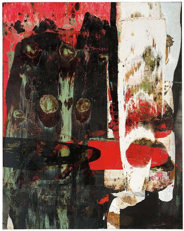 Ed Moses, Boca: Ed Moses Boca 1991 Oil, acrylic, and shellac on canvas Signed, titled, and dated on overlap verso; retains LA Louver Gallery label on canvas stretcher verso Canvas: 60" x 48; Frame: 61.5" x 49.5" Toge