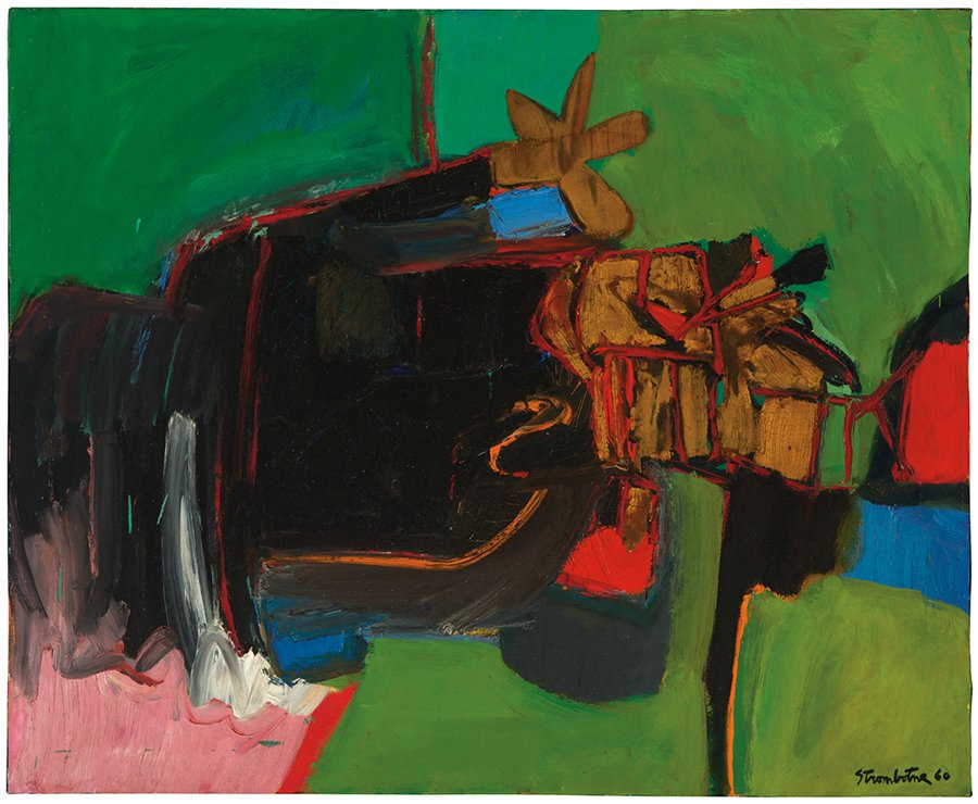 James Strombotne, Untitled: James Strombotne Untitled 1960 Oil on canvas Signed and dated lower right Canvas: 26" x 31.75"; Frame: 27.25" x 33"