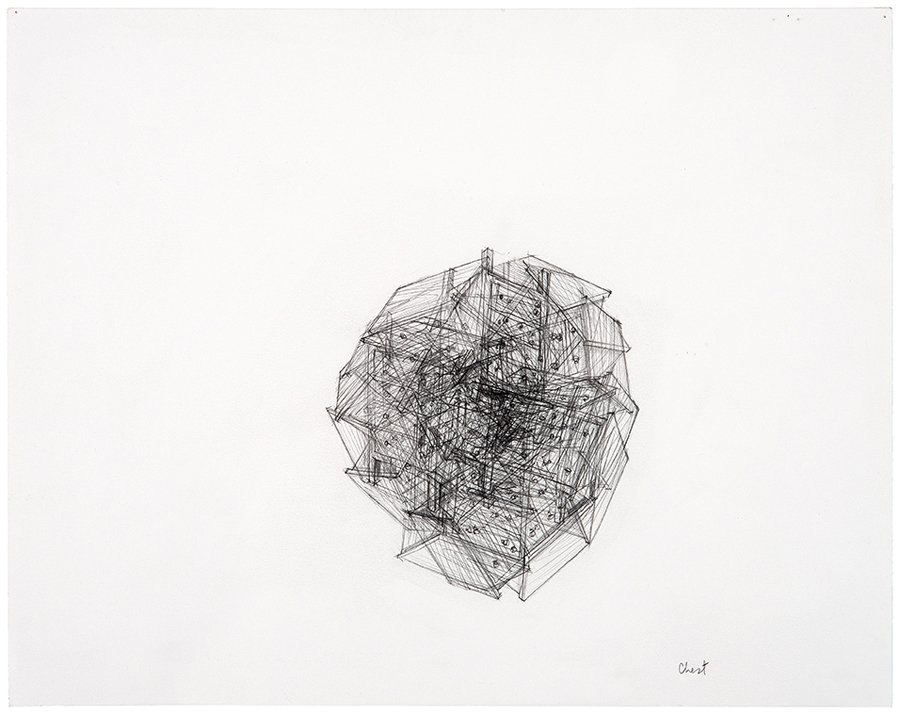 Roy McMakin, Chest: Roy McMakin Chest c. 2004 Graphite on paper Title inscribed in graphite lower right sheet Composition: 5.5" x 5"; Sheet: 11" x 14"; Frame: 14.25" x 17.25" Provenance: Marc Selwyn Fine Arts, Los Angele