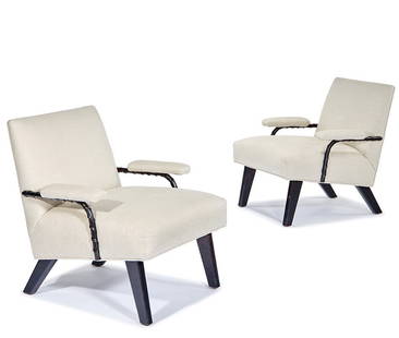 William "Billy" Haines, designer, Lounge chairs (2): William "Billy" Haines, designer Lounge chairs (2) Designed c. 1946 Custom Each: 29.5" x 27" x 27.5" Provenance: Sam & Sara Briskin, Los Angeles, California; Private Collection, Palm Springs, Californ