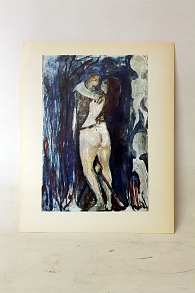"Death And The Maiden" Original Lithograph By Artist: Original Lithorgaph By Artist Munch. Painter Edvard Munch, born in 1863 in Löton, Norway, established a free-flowing, psychological-themed style all his own. His painting The Scream is one of the mos