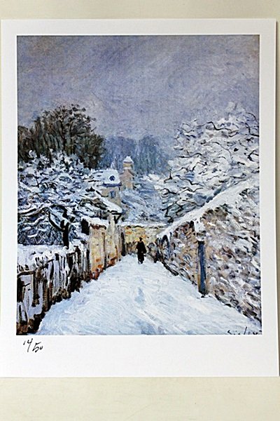 "Snow In Louveciennes, 1878" by Artist Alfred Sisley.: Limited Edition By Artist Alfred Sisley. Alfred Sisley was born on October 30, 1839 in Paris. The Franco-German War financially ruined the Sisley family but Alfred still decided to make painting his f