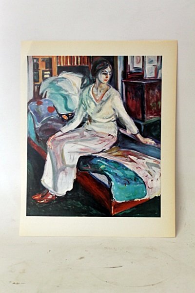 " The Model On The Sofa " Original Lithograph By Artist: Original Lithorgaph By Artist Munch. Painter Edvard Munch, born in 1863 in Löton, Norway, established a free-flowing, psychological-themed style all his own. His painting The Scream is one of the mos