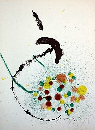 Joan Miro Original Signed Lithograph- "Ceramiques: Lithograph, In the Manner of Joan Miro, bearing the Signature, from - "Ceramiques Monumentales". Miro was the son of a watChmaking father and a goldsmith mother, he was exposed to the arts from a very