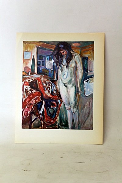 " The Model By The Armchair " Original Lithograph By: Original Lithorgaph By Artist Munch. Painter Edvard Munch, born in 1863 in Löton, Norway, established a free-flowing, psychological-themed style all his own. His painting The Scream is one of the mos