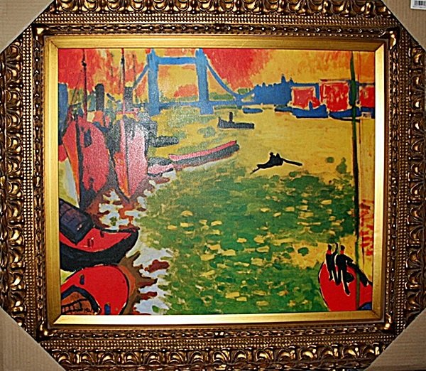 "La Tamise at Tower Bridge" -Andre Derain - Limited: Attributed to Derain; Derain was born in 1880 in Chatou, Yvelines, Île-de-France, just outside Paris. In 1898, while studying to be an engineer at the Académie Camillo,[2] he attended painting class