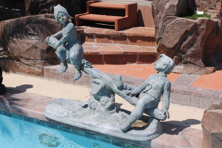 Large Bronze Sculpture- Kids on See Saw by Moreau: Large Bronze Sculpture- Kids on See Saw by Moreau;dimensions are about 44x24x52