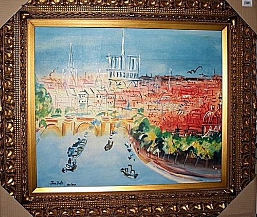 "Seaside" - Jean Dufy Limited Edition: In the manner of Jean Dufy; Jean Dufy was born in Le Havre in 1888, the seventh of eleven children. His father was an accountant in a metallurgy company as well as a talented amateur musician. We have