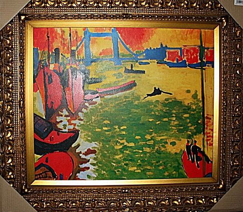 "La Tamise at Tower Bridge" -Andre Derain - Limited: In the Manner of Derain; Derain was born in 1880 in Chatou, Yvelines, Île-de-France, just outside Paris. In 1898, while studying to be an engineer at the Académie Camillo,[2] he attended painting cl