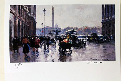 Limited Edition " Place de la Concorde" by Cortes.: Limited Edition attributed to Edouard Cortès was born in Lagny, France on April 26, 1882. During his early lifetime, Paris was the center of the art world. Artist from across the globe traveled there