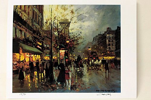 Limited Edition " Boulevard a Paris " by Cortes.: Limited Edition attributed to Edouard Cortès was born in Lagny, France on April 26, 1882. During his early lifetime, Paris was the center of the art world. Artist from across the globe traveled there
