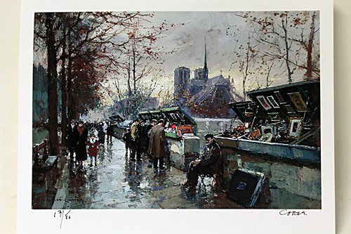 Limited Edition " Book Sellers Along The Seine " by: Limited Edition attributed to Edouard Cortès was born in Lagny, France on April 26, 1882. During his early lifetime, Paris was the center of the art world. Artist from across the globe traveled there