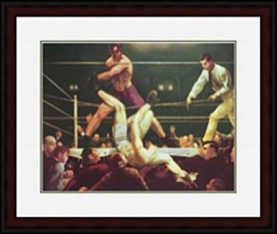 DEMPSEY AND FIRPO, 1922 BY George WESLEY BELLOWS: LITHOGRAPH, IMAGE SIZE: 24 1/4X18 3/4", FRAMED; 35X29 1/2"